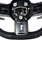 Volant sport premium en cuir et fibre de carbone à 3/4 rayons, poignée de 50 mm pour
