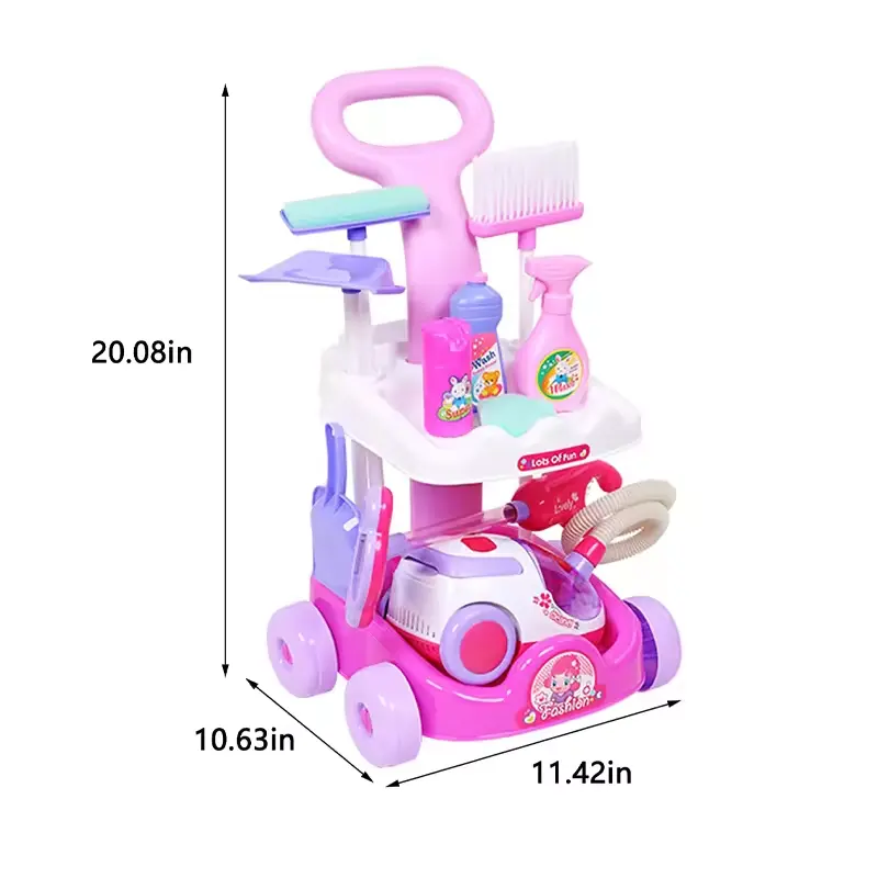 Simulation Heim Besen Reinigungsset Kinder Klappe-Spielzeug Werkzeug Trolley Reinigungs-Spielzeug praktisches Sanitärgeschirr-Set