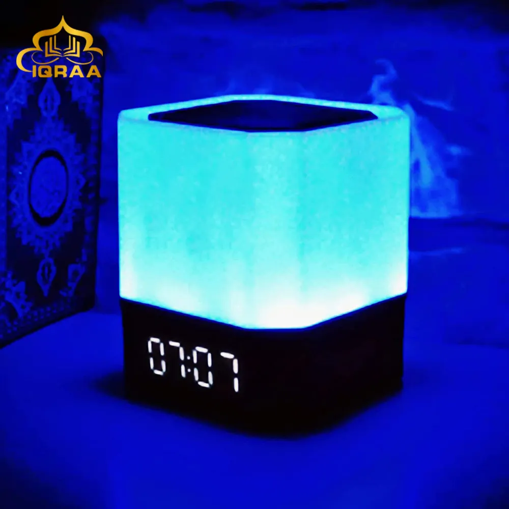 IQRAA SQ-119 Cubo Altavoz inalámbrico Blue Tooth con reproductor de Mp3 Azan Clock