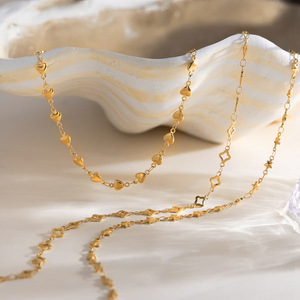 สร้อยคอรูปดาวหัวใจชุบทองสแตนเลสสตีลแฟชั่นสำหรับทุกเพศเครื่องประดับแบบซ้อนชั้น - Product Image 3