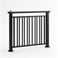 Rampe d'escalier et de balcon moderne en aluminium noir, thermolaquée, résistante à la rouille et à l'eau, pour extérieur