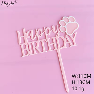 Topper de gâteau d'anniversaire Hstyle avec patte de chien pour Let's Pawty Thème Enfants Garçons Filles Anniversaire Chiot Chien Os Gâteau Pick Décorations - Product Image 3