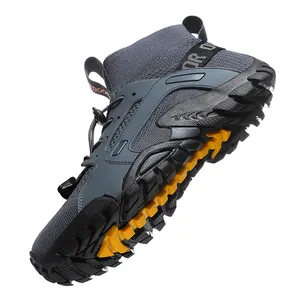 new mesh mountain climbing sports shoes for male Men's Lace-up high top flat walking running shoe