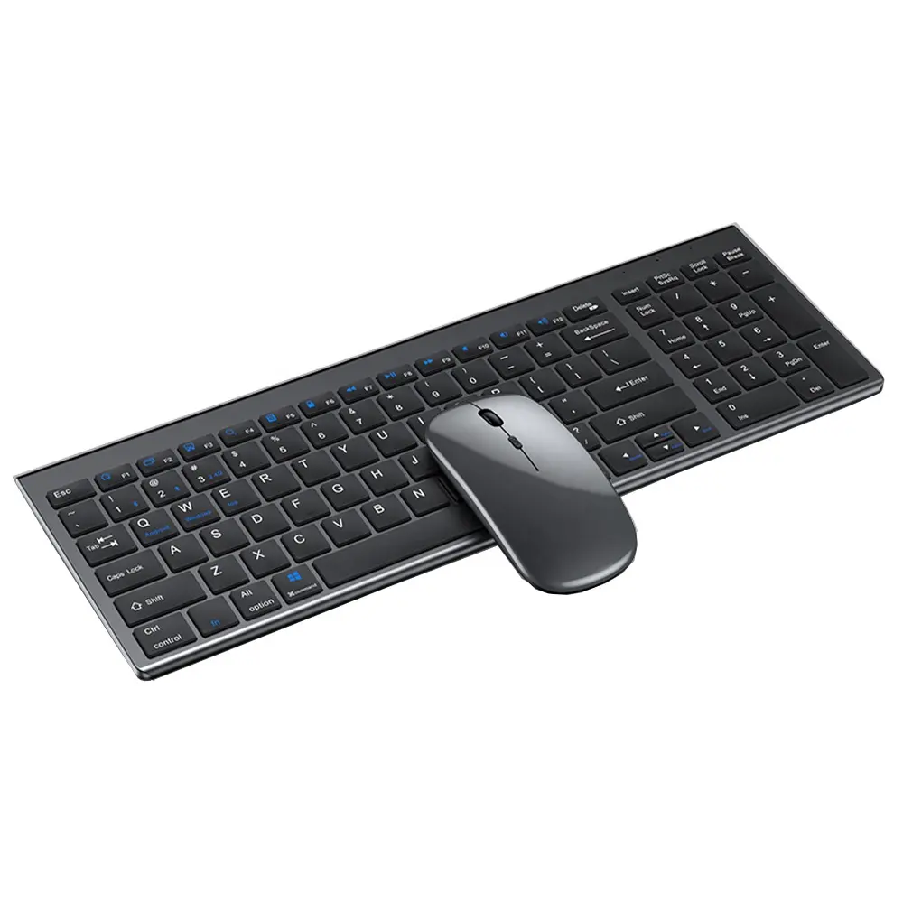 Fabrika doğrudan satış Ultra ince şarj edilebilir ergonomik 2.4Ghz çift mod kablosuz klavye ve fare Combo Set ofis