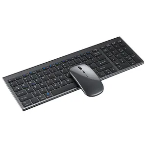 Factory Direct Sale Ultra-thin Rechargeable Ergonomic 2.4Ghz Dual Mode Wireless Keyboard And Mouse Combo Set For Office