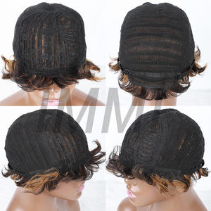 Perruque courte de couleur Ombre sans dentelle faite Machine à un prix bas, <span class=keywords><strong>cheveux</strong></span> de Temple indiens crus 100% <span class=keywords><strong>cheveux</strong></span> humains pour femmes noires - Product Image 6