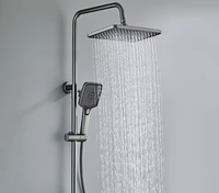 Ensemble de douche contemporain à affichage numérique en laiton plaqué gris avec jets de pluie doux pour hôtels