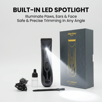 Tondeuse pour animaux de compagnie Shernbao PGT-420 Mini rechargeable en acier inoxydable avec lumière LED pour un toilettage de précision