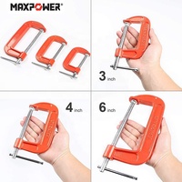 MAXPOWER MAXPOWER Pince en C robuste en fonte ductile finition oxyde rouge pour le travail du bois