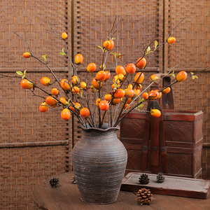 Ramillete Artificial de Caqui Ruilisi, Color Naranja Rojizo, Plástico, Decoración para el Hogar, Accesorio para Bodas, 12 Cabezas - Product Image 1
