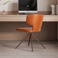 [En stock] Chaise de salle à manger rotative en PU, chaise de luxe légère et confortable pour la maison, chaise de coiffeuse simple, chaise de bureau avec dossier