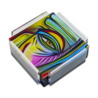 Ensemble de sous-verres carrés en acrylique avec logo personnalisé, sous-verres pour boissons en gros, sous-verres de table pour café, ensemble de décoration moderne en acrylique pour cadeau