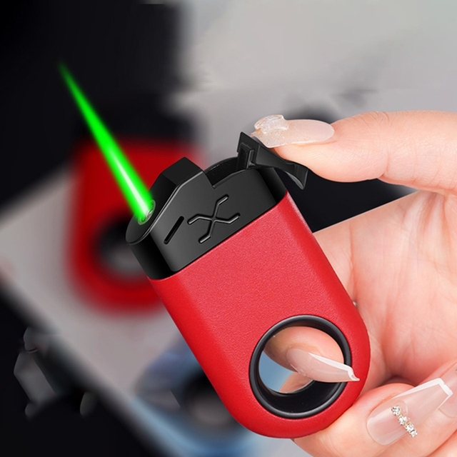 Men Novelty Rotating Ring Lighter, Windproof Straight Jet Flame Fidget Lighter