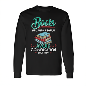 T-shirt à manches longues avec inscription « Books Helping People Avoid Conversation Since 1454 », cadeau pour bibliothécaire - Product Image 2