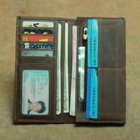 Al1008 Dompet Panjang Pria Kulit Asli Kulit Sapi Klip Uang Klip Kartu Desainer Mewah Dompet Kustom