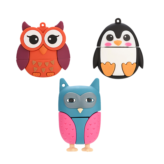 3D Cartoon Animals PVC 2.0 8GB 16GB 32GB USB Pendrive Custom Logo 3.0 64GB 128GB Cle Rubber USB Flash Drive Pen Drive USB Stick