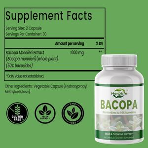 Compléments alimentaires à base de plantes nootropiques pour le soutien de la mémoire et des fonctions cognitives, marque privée OEM, extrait de Bacopa Monniera en capsules - Product Image 2
