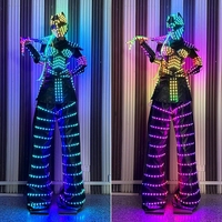 Traje de Robot Bailarín con Luces LED para Mujer, Incluye Casco, Perfecto para Espectáculos, Fiestas y Eventos