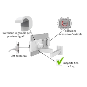 <b>Wall</b> <b>Tablet</b> Holder 7-12 Inch Adjustable Arm 360 Degree Rotation Tilt Swivel <b>Mount</b> for <b>Tablet</b> PC Stands - Product Image 5