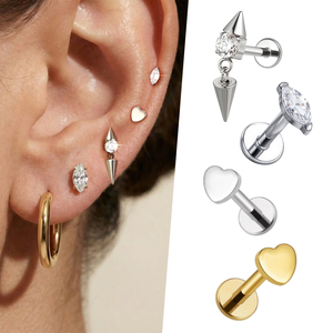 Toposh Piercings Labret en Titane, Anneaux de Lèvre, Piercings Monore, Motifs Cœur Étoile pour Cartilage d'Oreille et Tragus, Bijoux Corporels pour Filles, Cadeau Idéal - Product Image 2