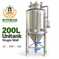 Fermenteur isobare 200L à refroidissement par enveloppe, équipement de brasserie artisanale compacte certifié CE PED