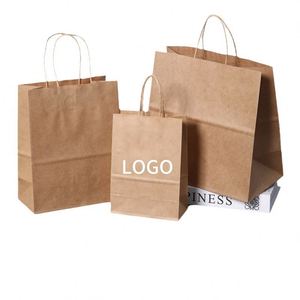 Bolsas de Papel Kraft de Fondo Plano Reforzadas con Asas, Directas de Fábrica, Bolsas de Papel Marrón y Blanco Versátiles para Recuerdos de Fiesta - Product Image 3