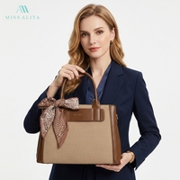 Set Tas Tangan Kanvas Baru 2026 Elegan  Tas Tote Syal Kapasitas Besar Tas Selempang Wanita Grosir Kustom Miss Alita