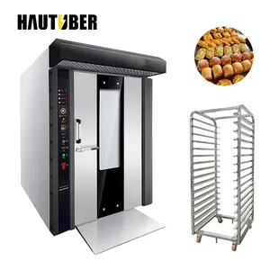 Máquina para hornear pan grande de alta calidad, horno rotativo de aire caliente, 32 bandejas, estante rotativo para panadería, horno, equipo para hornear diésel