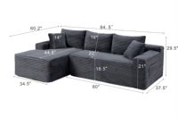 Canapé modulaire moderne avec dossier rembourré, garnissage en mousse écologique, emballage plat, tissu personnalisé, pour salon ou bureau