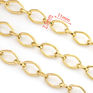 Stainless Steel Rhombus Handmade Chain Gold Plated DIY Jewelry Necklace <b>Bracelet</b> Large <b>Metal</b> Chain - Product Image 2