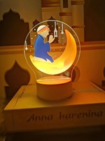 Nouvel arrivage 3D de veilleuse château de lune 3D acrylique Ramadan Islam USB lampe de table Ramadan Kareem pour la fête de l'Aïd al-Fitr
