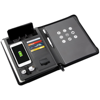 Multifuncional A4 Pu cuero 5000mAh banco de energía carga inalámbrica Padfolio negocios sublimación documento cremallera cartera