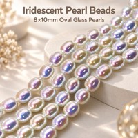 Perles de verre ovales irisées 8x10mm pour la fabrication de bijoux en gros