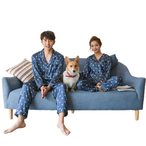Pijamas Respiráveis de Poliéster com Estampa Animal para Mulheres e Homens, Conjunto de Cetim para Casais, Roupas de Dormir para Crianças e Animais de Estimação - Product Image 1