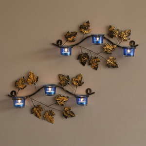 Diseño de hojas de pared con soporte de luz de té votivo de vidrio para iluminación ambiental suspendida en la luz - Product Image 5