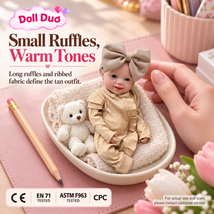 Poupée Bébé Reborn en Silicone Personnalisée de 6 Pouces, Souriant, Tenue Kaki, Nœud, Peinte à la Main, Réaliste, Cadeau de Thanksgiving pour Enfants - Product Image 2