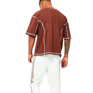 T-<span class=keywords><strong>shirt</strong></span> surdimensionné en coton 100% OEM, t-<span class=keywords><strong>shirt</strong></span> vierge personnalisé, t-<span class=keywords><strong>shirt</strong></span> uni avec surpiqûres contrastées, t-<span class=keywords><strong>shirt</strong></span> coupé et cousu pour homme - Product Image 4