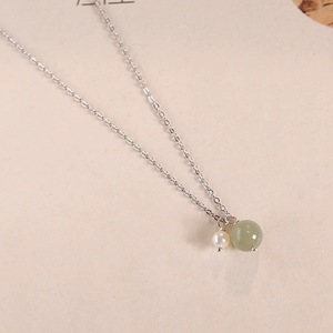 Collier de luxe en jade de Hotan naturel de haute qualité et perles d'eau douce, élégant et tendance, chaîne de collier de 5-6 mm, pendentif tendance - Product Image 1