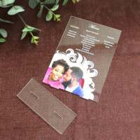 Menús de Mesa de Acrílico Transparente con Impresión UV de Fotos Personalizadas Creativas para Bodas, Fiestas y Números de Mesa