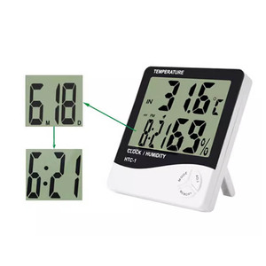 Medidor Electrónico de Temperatura y Humedad Interior de Alta Precisión <span class=keywords><strong>HTC</strong></span>-1, Termómetro e Higrómetro para el Hogar, Reloj Despertador con Temporizador - Product Image 5