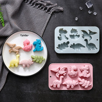 YS Cetakan Es Batu Cokelat Silikon Dinosaurus 3D, Cetakan Kue Biskuit, Alat Dekorasi Kue DIY, Dapat Digunakan Kembali