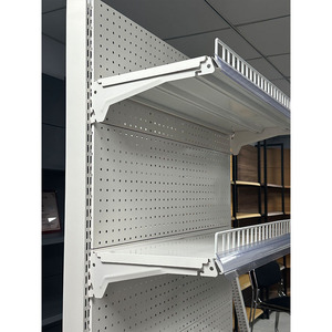 Verstelbare commerciële supermarkt schappenunit met pegboard achterwand metalen gondola voor detailhandel en gemakswinkels - Product Image 4