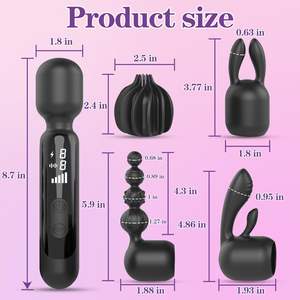 LED ekran AV değnek vibratör ekleri ile güçlü çok fonksiyonlu masaj kız Anal seks meme kelepçeleri ve parmak - Product Image 4