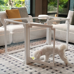 Parc de jeu pour chien en plastique transparent, clôture modulaire pliable moderne pour chiot, <span class=keywords><strong>chat</strong></span>, lapin, enclos sécurisé pour intérieur - Product Image 1