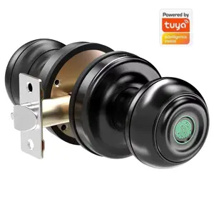 Tuya APP Quick Release Ball Lock Bolts Fingerprint Electric Smart Door round Knob Lock For Interior Doors