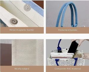Customizable Heavy Duty Canvas <b>Tote</b> <b>Bag</b> <b>with</b> <b>Zipper</b> Closure and Shoulder/Hand Handles Large Capacity Reusable for Daily Commute - Product Image 6