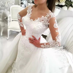 <b>White</b> Mermaid Wedding Dress Sweetheart Neckline <b>Lace</b> Vintage Style Full Length Bridal Gown - Product Image 3