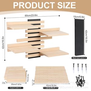 Wooden <b>Wall</b> <b>Mounted</b> <b>Shelf</b> 4 Layers Natural Color Durable Storage Rack For Home Living Room Bedroom Bathroom Organization - Product Image 4