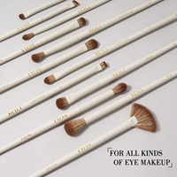 Ensemble de pinceaux de maquillage pour le visage vegan blancs professionnels, haute qualité, 15 pièces, poils synthétiques, manches en bois, outils cosmétiques essentiels