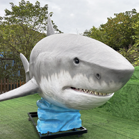 Modèle réaliste de gros requin blanc, statue de requin animatronique personnalisée avec mouvements